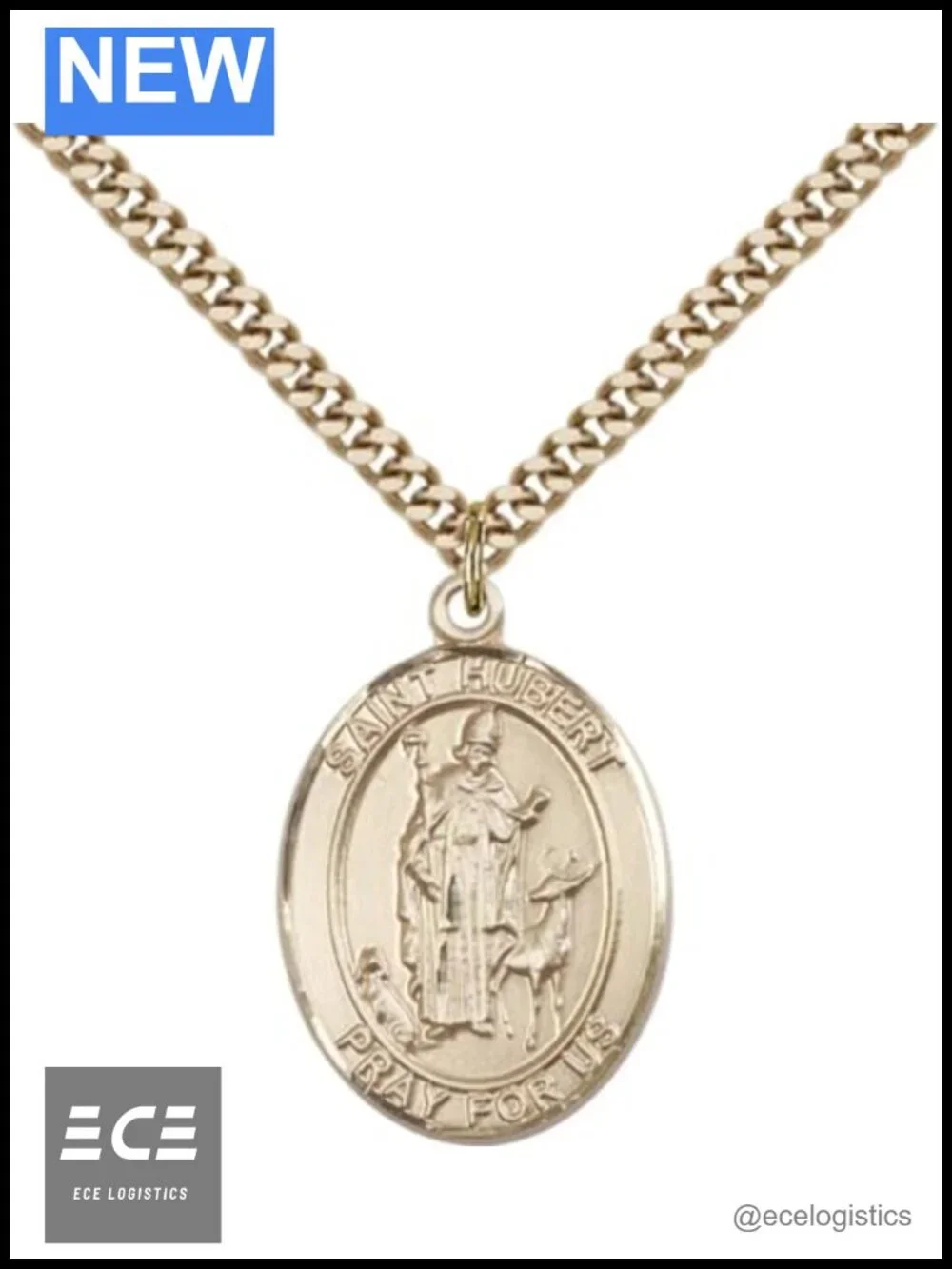 Sterling Silver St Hubert of Liege Pendant Necklace 18